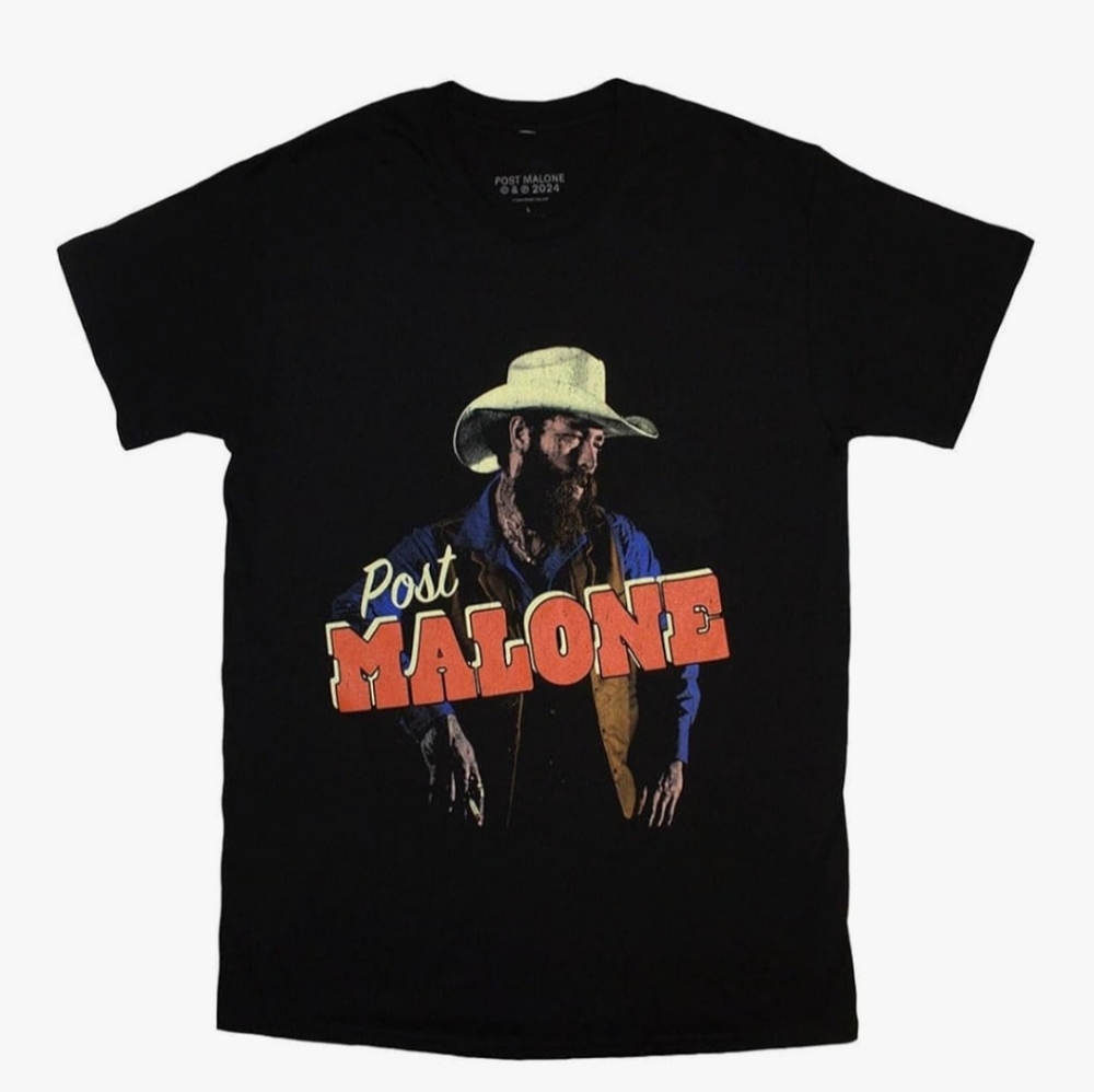 Post Malone Women's XL Country Cowboy Hat Black Graphic Posty Co. T-Shirt New